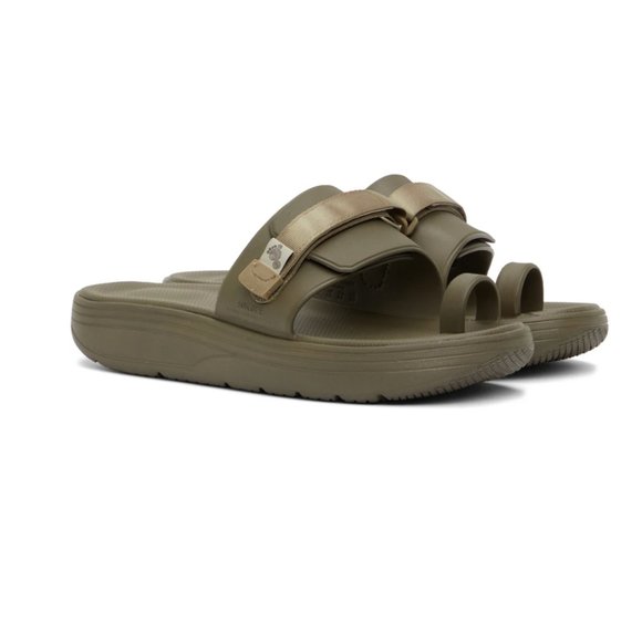 Suicoke Toe Strap UTA Urich Rubber Sandals - Khaki Olive Green - Picture 2 of 10
